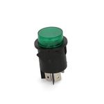 SWT718UN  Кнопка включения BIPOLAR ROUND GREEN LIGHT SWITCH (O24mm. 250V, 16A, 4 contacts.) зам. {}